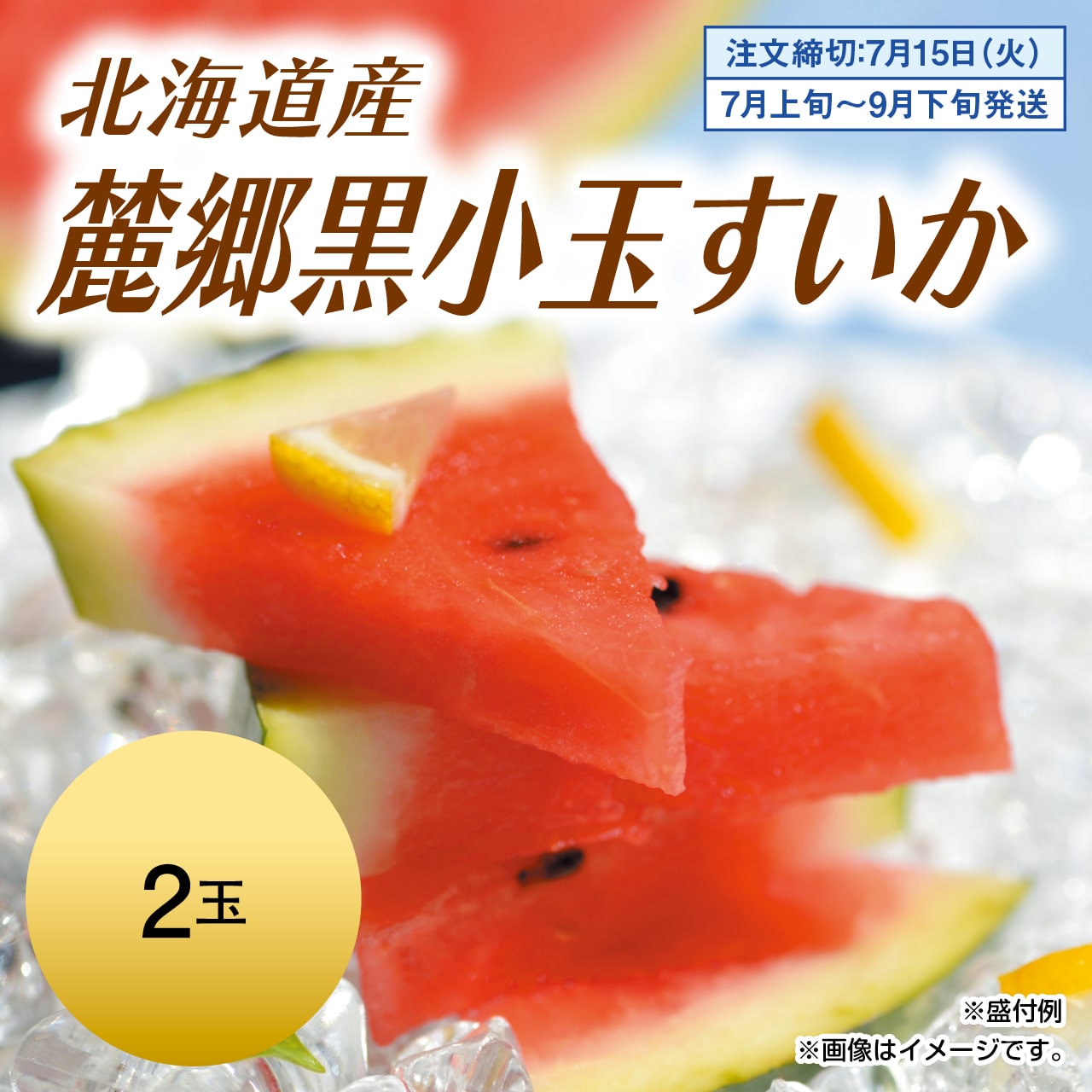 北海道産　麓郷　黒小玉すいか　2玉